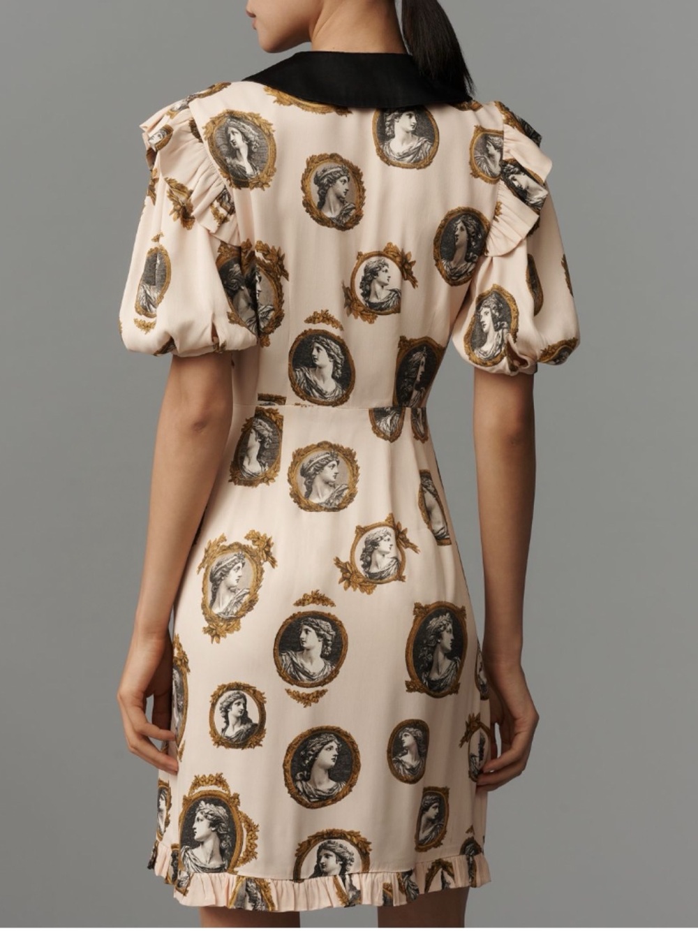 NWT Anthro Maeve Satin Portrait Front-Tie Mini Dress baroque-inspired look, S - Picture 3 of 13